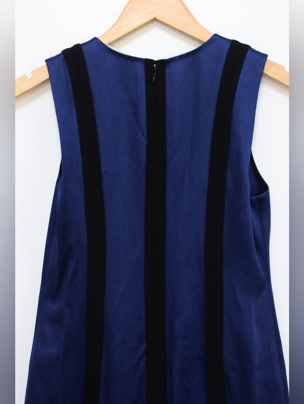 Diane Von Furstenberg Blue Black Striped Sleeveless Sheath Midi Dress Size 2 - Picture 10 of 15